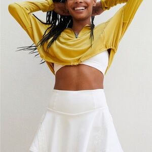 Free People Mustard Yellow Cropped Zip Pullover